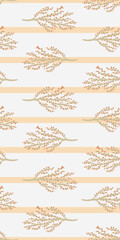Seamless vector pattern with branches and stripes for decoration, textile, fabric, stationery, wrapping paper