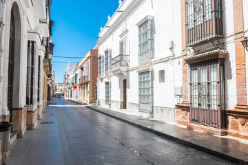 Fototapeta na wymiar beautiful streets of sanlucar de barrameda city in andalusia, Spain