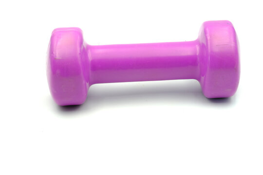 pink dumbbell isolated on white