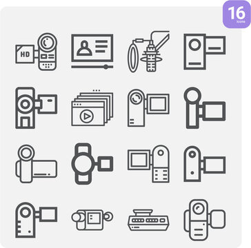 Simple set of tapes related lineal icons.