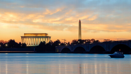 Washington Monument during the Cherry Blossom Festival. Washington, D.C.