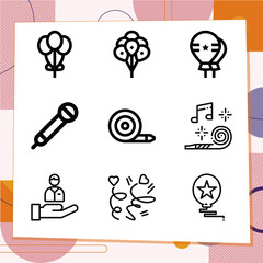 Simple set of 9 icons related to labour