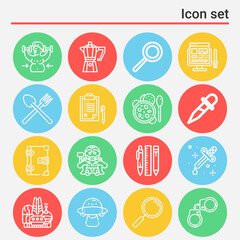 16 pack of study  lineal web icons set