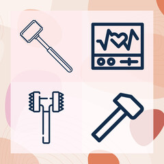 Simple set of pounding related lineal icons