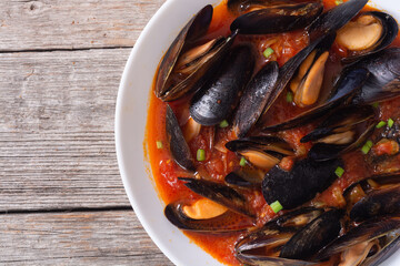 Traditional mussels tomato soup