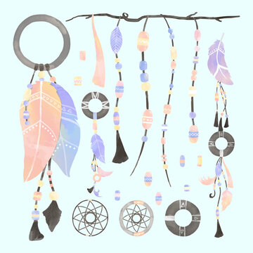 Pastel bohemian craft collection vector