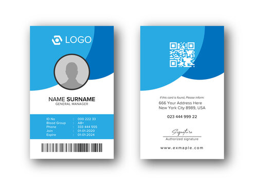 Modern ID Card Template with an author photo place | Office Id Card Layout cyan and white Background | Employee Id Card for Your Business or Company