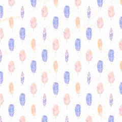 Watercolor feather Boho pattern vector background