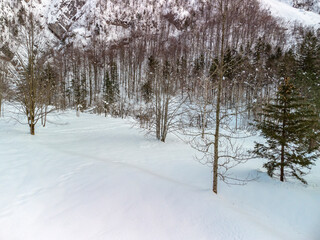 Snow-capped mountains and freezing temperatures. A look from above.