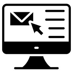 Glyph design, icon of online mail
