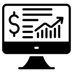 Online financial data analytics icon, solid design