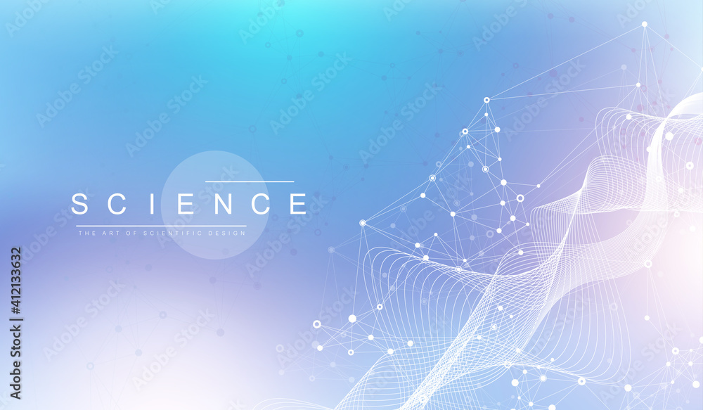 Poster big genomic data visualization. dna helix, dna strand, dna test. crispr cas9 - genetic engineering. 