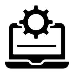 Cogwheel inside laptop, system setting icon