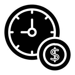 Time is money icon in modern design, clock with dollar