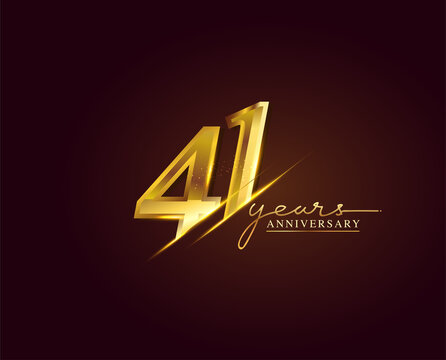 41 Years Anniversary Logo Golden Colored isolated on elegant background, vector design for greeting card and invitation card