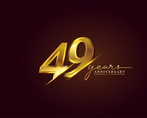 49 Years Anniversary Logo Golden Colored isolated on elegant background, vector design for greeting card and invitation card