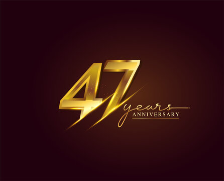 47 Years Anniversary Logo Golden Colored isolated on elegant background, vector design for greeting card and invitation card