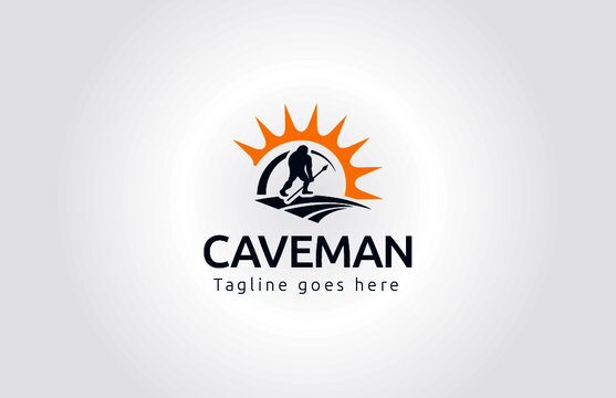 Caveman With A Cudgel In His Hands Logo Template