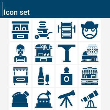 Simple set of alone related filled icons.