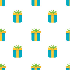 Gift boxes seamless pattern on white. Vector illustration.