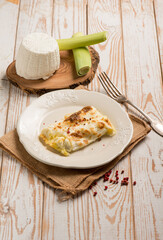 vegetarian cannelloni with ricotta cheese and leek