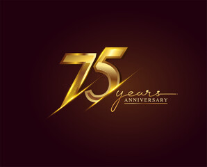 75 Years Anniversary Logo Golden Colored isolated on elegant background, vector design for greeting card and invitation card