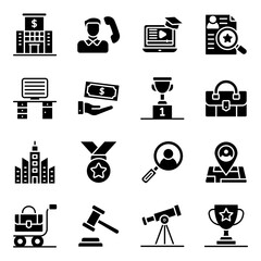 Finance and Ecommerce Solid Icons  - obrazy, fototapety, plakaty