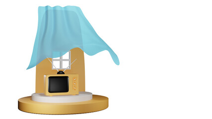 TV abstract isolate white background 3D render