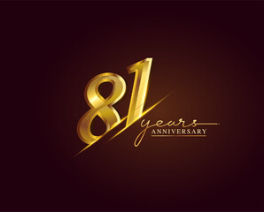 81 Years Anniversary Logo Golden Colored isolated on elegant background, vector design for greeting card and invitation card