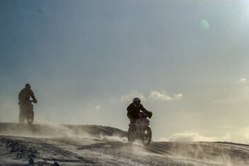 motorbike on the snow treck