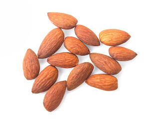 Almonds isolated on white background with clipping path..