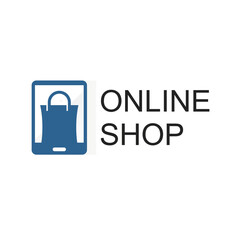 Online Shop Logo Design Template. Shopping Bag Vector Design. Digital Market Symbol