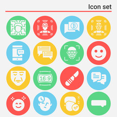 16 pack of facial expression  filled web icons set