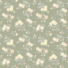 Seamless pastel colored pattern with spring flowering twigs Floral background