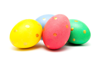 Colorful perfect handmade painted easter eggs isolated on a white background