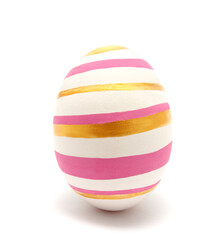 Colorful perfect handmade painted easter egg isolated on a white background