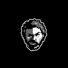 Barbershop sport male face logo emblem sign face portrait black and white