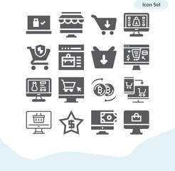 Simple set of ecommerce related filled icons.