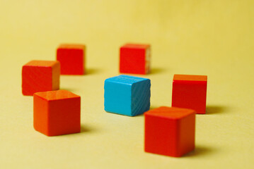 Obraz premium colors and shapes. blue cube among red cubes. be different