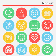 16 pack of lucky  lineal web icons set