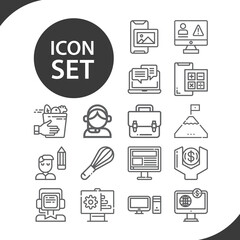 Simple set of working related lineal icons.