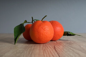 composition tangerines fruit on wooden table