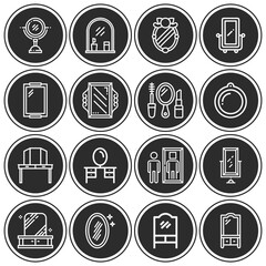 16 pack of reflective  lineal web icons set