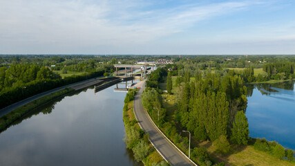 Fototapeta premium Tijsluis - a lock on the Dender river, in Dendermonde, Belgium