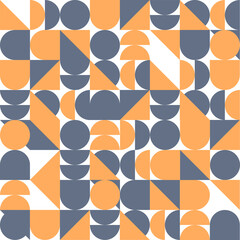 Abstract pattern of circle, round amd simple geometry shape with yellow amd grey color on white background.