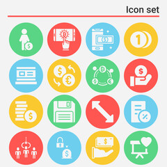 16 pack of cash  filled web icons set
