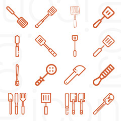 16 pack of spatula  lineal web icons set