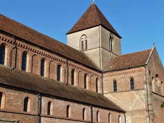 Langhaus und Kirchturm Münster Schwarzach bei Rheinmünster - obrazy, fototapety, plakaty