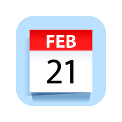 February 21. Calendar Icon. Vector Illustration.