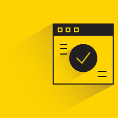 web and check mark drop shadow on yellow background
